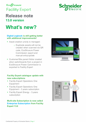 EcoStruxure Facility Expert - Release note 13.0