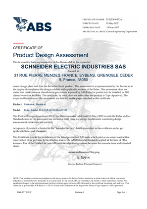 ABS Type Approval Certificate_TeSys D_LC1D115-150&LC2D115-150