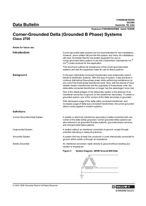 Corner-Grounded Delta (Grounded B Phase) Systems - Data Bulletin