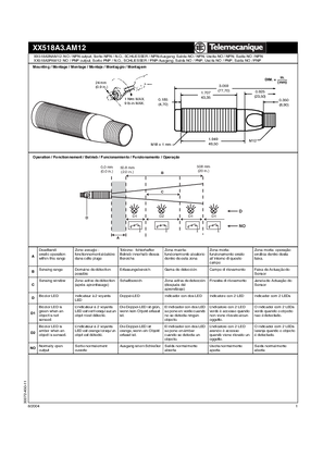 XX518A1.AM12 Ultrasonic sensors Ø 18, Instruction Sheet