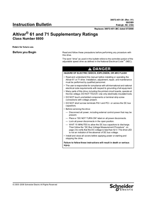 Altivar 61 and 71 Supplementary Ratings Instructions