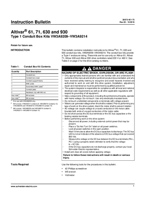 Instruction Sheet : Type 1 Conduit Box Kits VW3A9209 to VW3A9214