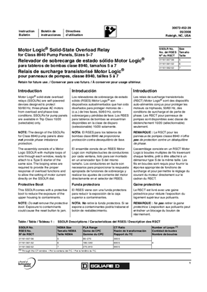 Motor Logic Solid-State Overload Relay Installation Instructions