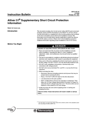 Altivar 31 Supplementary Short Circuit Protection Installation Instructions