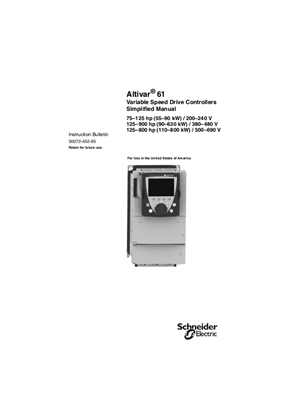 Altivar 61 Variable Speed Drive Controllers Simplified Manual, High Horsepower Instructions