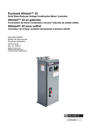Enclosed Altistart 22 Solid State Reduced Voltage Combination Motor Controller Instruction Bulletin
