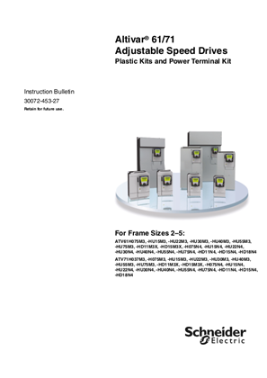 ATV61 and ATV71 Plastic Kits and Power Terminal Kit for Frame Sizes 2 to 5 - Installation Instructions