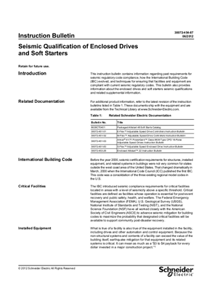 Seismic Qualification of Enclosed Drives and Soft Starters Instruction Bulletin