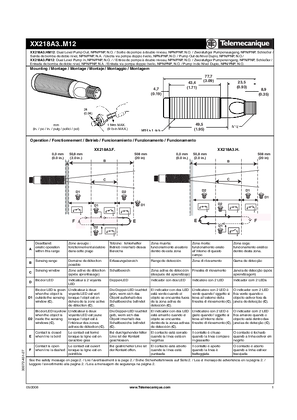 XX218A3...M12 Ultrasonic Application sensors for monitoring 2 emptying or 2 filling levels, Diam 18, Instruction Sheet