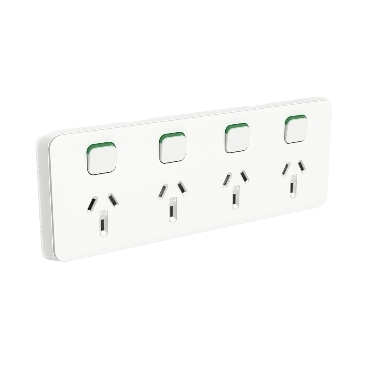Clipsal Iconic Quad Switch Power Point, Horizontal Mount, 250V, 10A