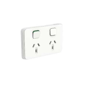 Clipsal Iconic, Socket Switch, Horizontal Twin, 10A, 250V, Bulk Pack 50