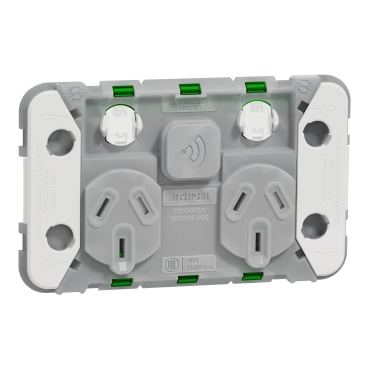 Clipsal Iconic, Connected Smart Socket, Iconic, Zigbee Default Mode, Twin Horizontal, 10 A, 240 V, Grid