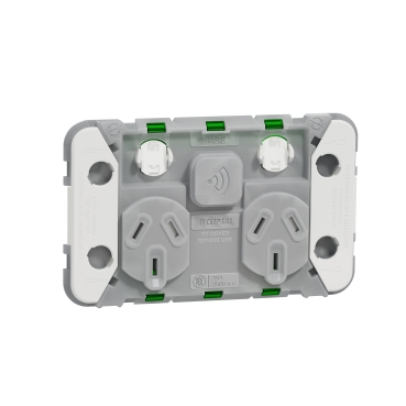 Clipsal Iconic, Connected Smart Socket Wiser, Grid Horizontal Twin, 10A, 250V