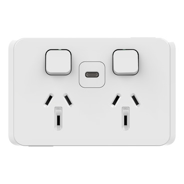 Twin socket, Iconic, 10A, USB Type C, Fast charger, 25W, 220-240V a.c., VW