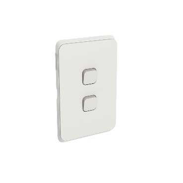 Clipsal Iconic Flush Switch, Vertical Mount, 2 Gang, 250V, 10Ax1-Way/2-Way