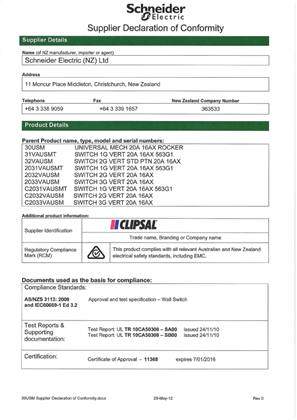 30 Series C-Classic, Supplier Declaration of Conformity