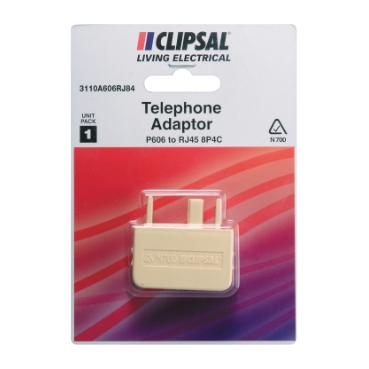 Telephone Adaptor 606 Plug to RJ45 8P4C in Packaging