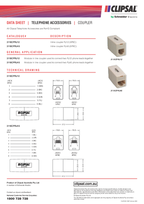 Technical Datasheet for 3110CPRJ Series of Couplers