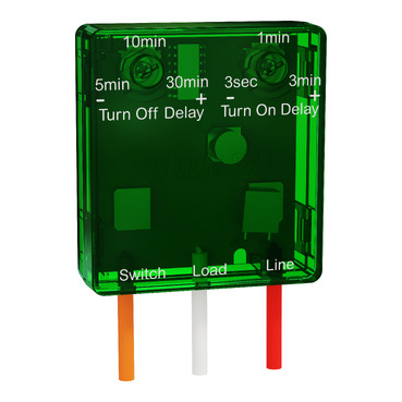 Standard Series, Run On Timer, Clipsal, 1A, With Selectable Turn ON And Turn OFF Delays, Translucent Green