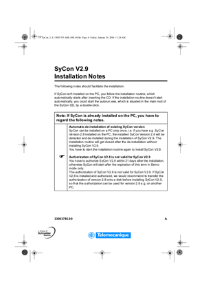 SyCon V2.09 Installation Notes