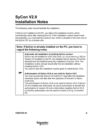 SyCon V2.9 Installation Notes