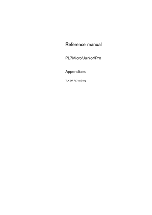 PL7 Micro/Junior/Pro - Appendices, Reference manual - Volume 3