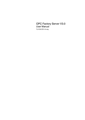 OPC Factory Server, installation