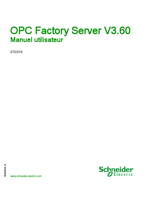 OPC Factory Server V3.60, Manuel utilisateur
