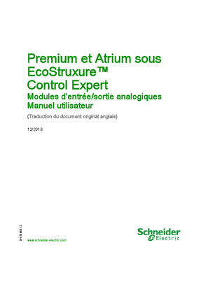 Premium et Atrium sous EcoStruxure™ Control Expert - Modules d'entrées/sorties analogiques, Manuel utilisateur