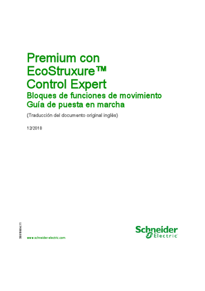 Premium con EcoStruxure™ Control Expert - Bloques de funciones de movimiento, Guía de puesta en marcha