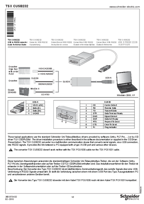 TSXCUSB232, USB to RS232 converter, Quick Reference Guide