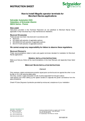 How to Install Magelis Operator Terminals for Merchant Navies Applications, Instruction Sheet