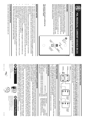 500 Series installation and operating instructions for flush plate mounted residual current devices