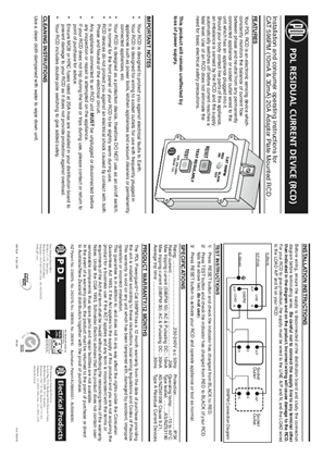 500 Series installation and operating instructions for plate mounted residual current adaptor