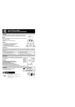 600 Series installation instructions for  617BT2.  2 wire jackpoint