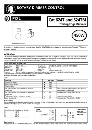 600 Series installation instructions for 624T and 624TM trailing edge dimmers