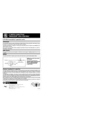 600 Series installation instructions for 625C3 and 625C3/1  - 3 speed fan control