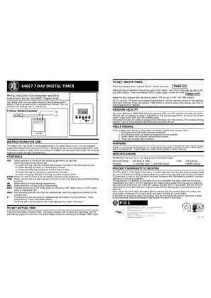 600 Series wiring and operating instructions for digital timer 646E7
