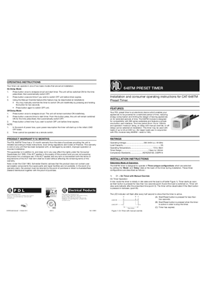 600 Series installation and operating instructions for 648TM preset timer