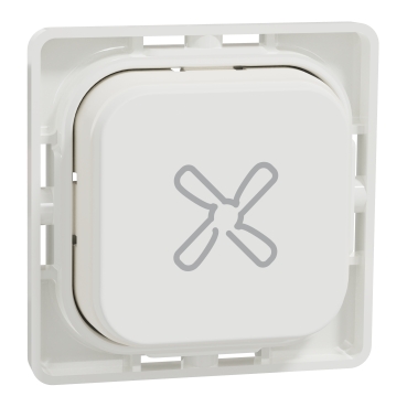Iconic Fan Push Button Vivid White-Front view (45°x4°)