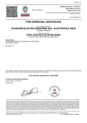 BV Type Approval Certificate_TeSys F_LR9D_LR9F