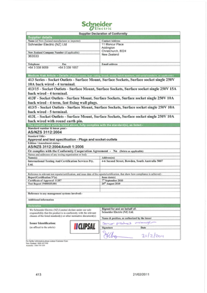 Standard Series, 413, Supplier Declaration of Conformity
