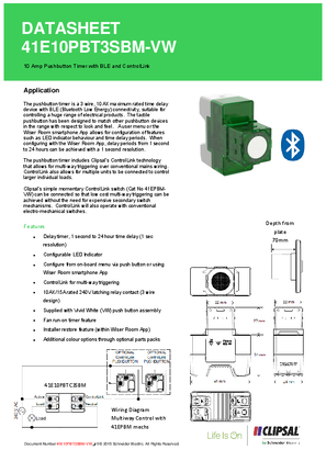 Technical Datasheet for 41E10PBT3SBM ICONIC 3 Wire Pushbutton Timer with BLE