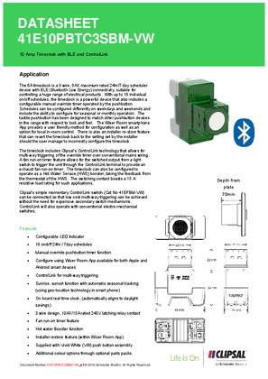 Technical Datasheet for ICONIC 41E10PBTC3SBM Time Clock with BLE