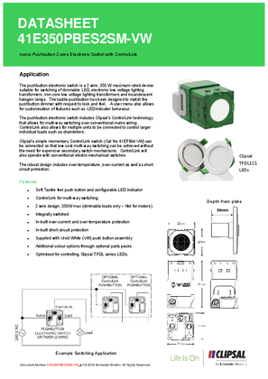 Technical Data Sheet 41E350PBES2SM-VW ICONIC Electronic Switch with ControlLink