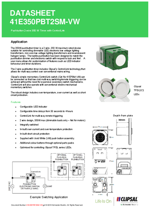 Technical Data Sheet for 41E350PBT2SM-VW ICONIC Push Button Timer