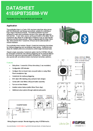 Technical Data Sheet for ICONIC 41E6PBT3SBM Electronic Timer with BLE