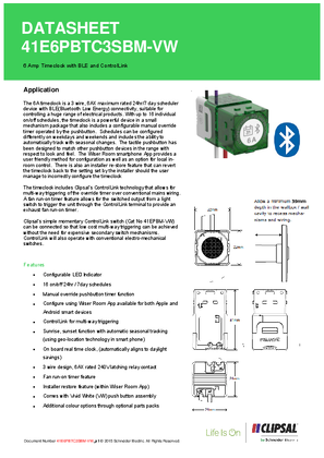 Technical Data Sheet for ICONIC 41E6PBTC3SBM Time Clock with BLE