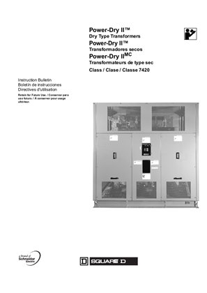 Power-Dry II Dry Type Transformers Installation Instructions