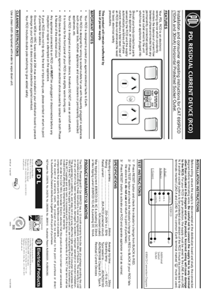 600 Series installation and operating instructions for  RCD protected double socket outlet